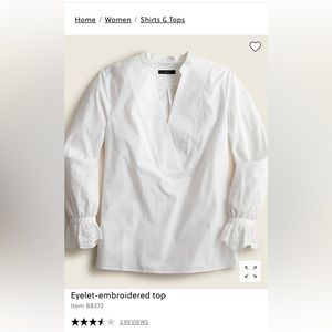 J.Crew. 100% cotton relaxed fit shirt. Neck area, front is very sophisticated.